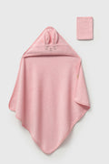Pink Bunny Hooded Towel Set
