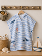 Ocean Muslin Hooded Poncho