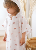 Little Hearts Muslin Hooded Poncho