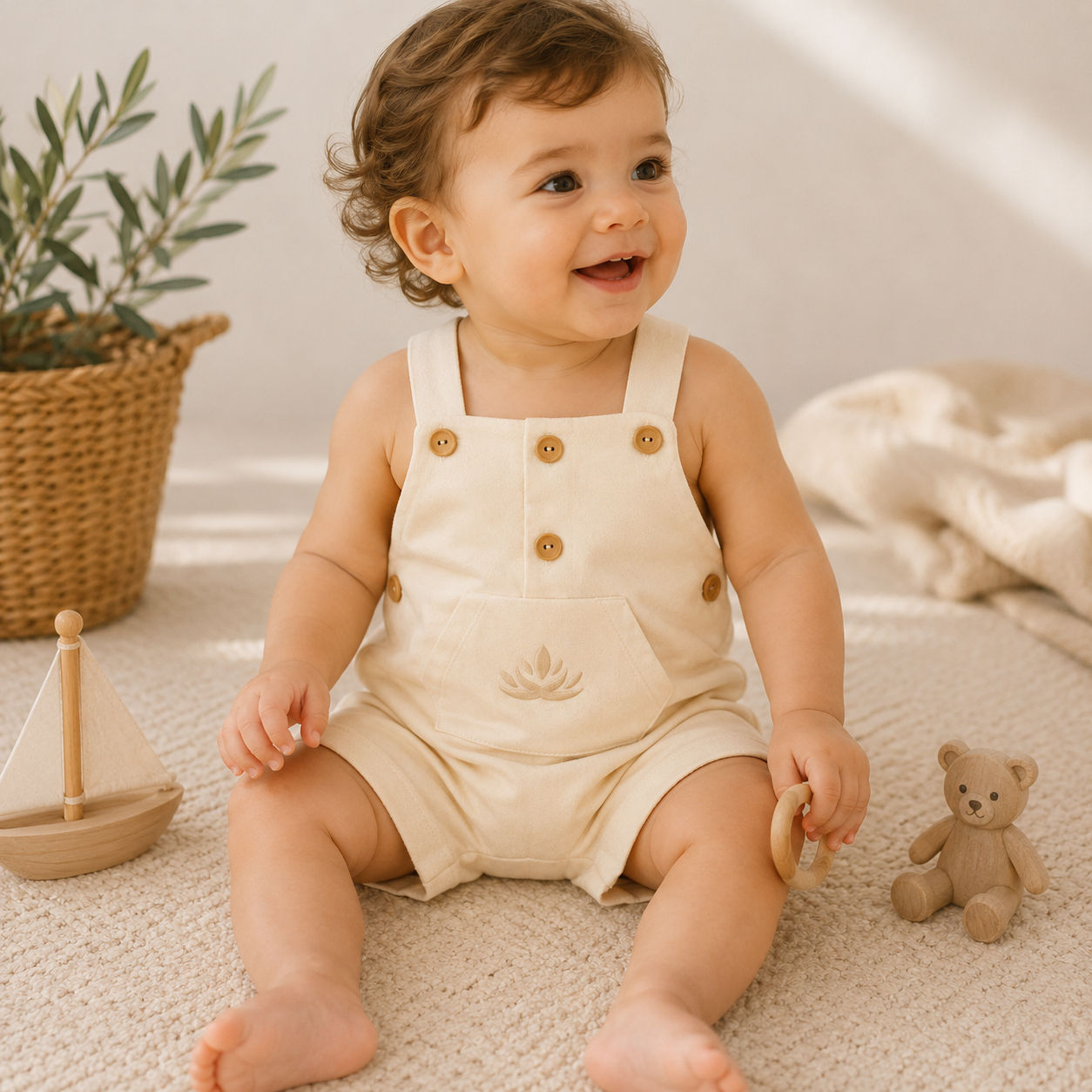 Beige Cotton Romper