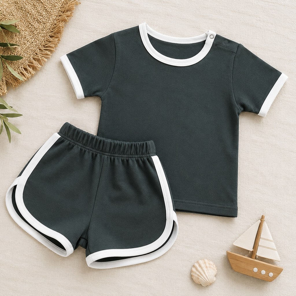 Summer Vibes Grey T-Shirt & Shorts Set