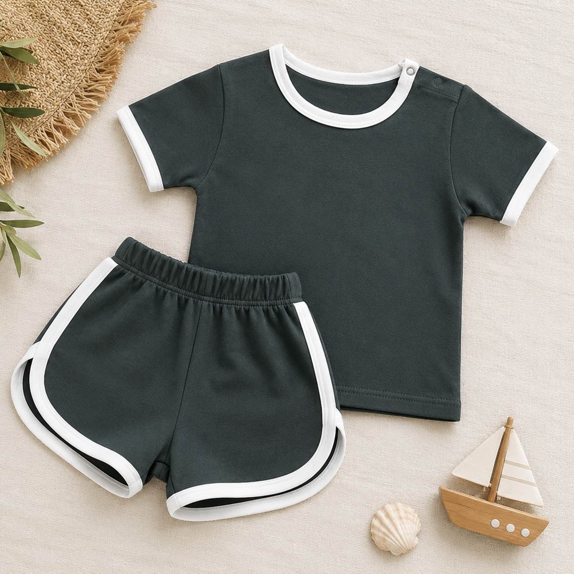 Summer Vibes Grey T-Shirt & Shorts Set