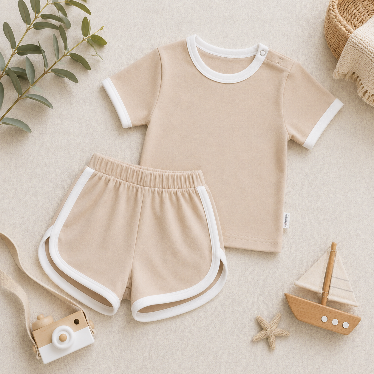 Summer Vibes Camel T-Shirt & Shorts Set