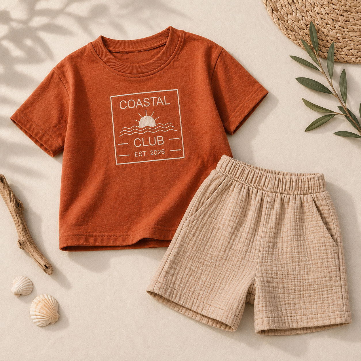 Coastal Club Muslin T-Shirt & Shorts Set