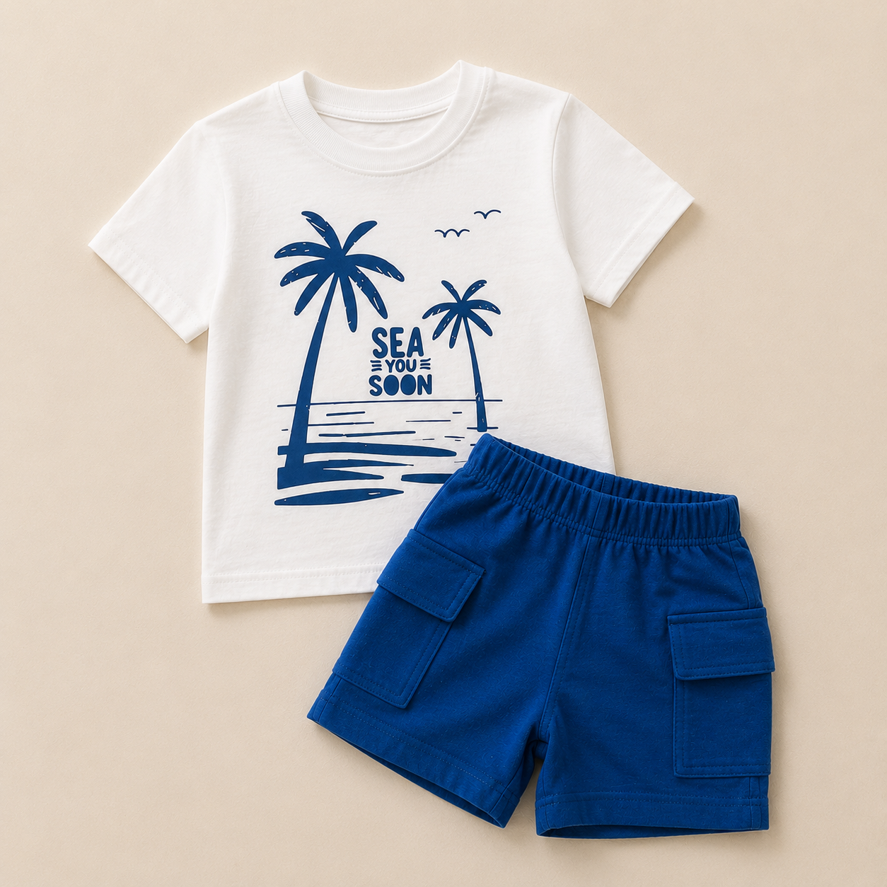 Sea You Soon T-Shirt & Cargo Shorts Set