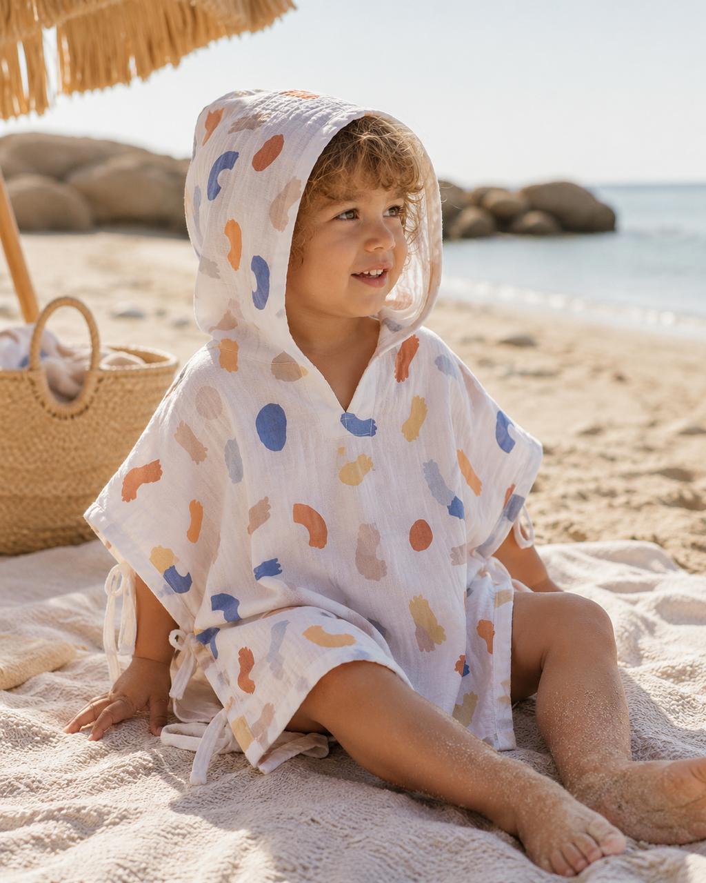Pastel Muslin Hooded Poncho