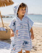 Ocean Muslin Hooded Poncho