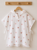 Little Hearts Muslin Hooded Poncho