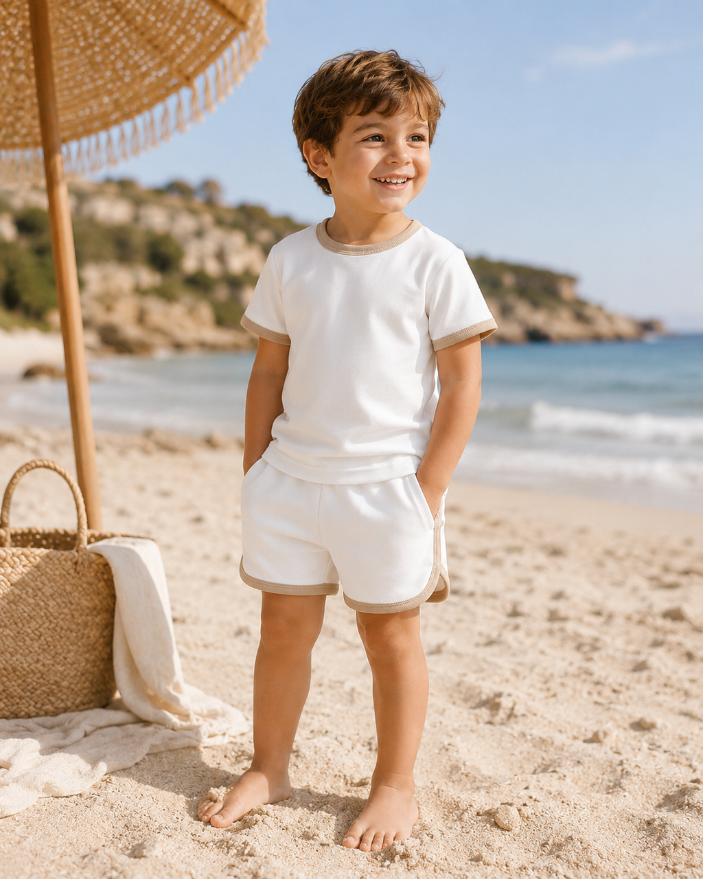 Summer Vibes Ivory T-Shirt & Shorts Set