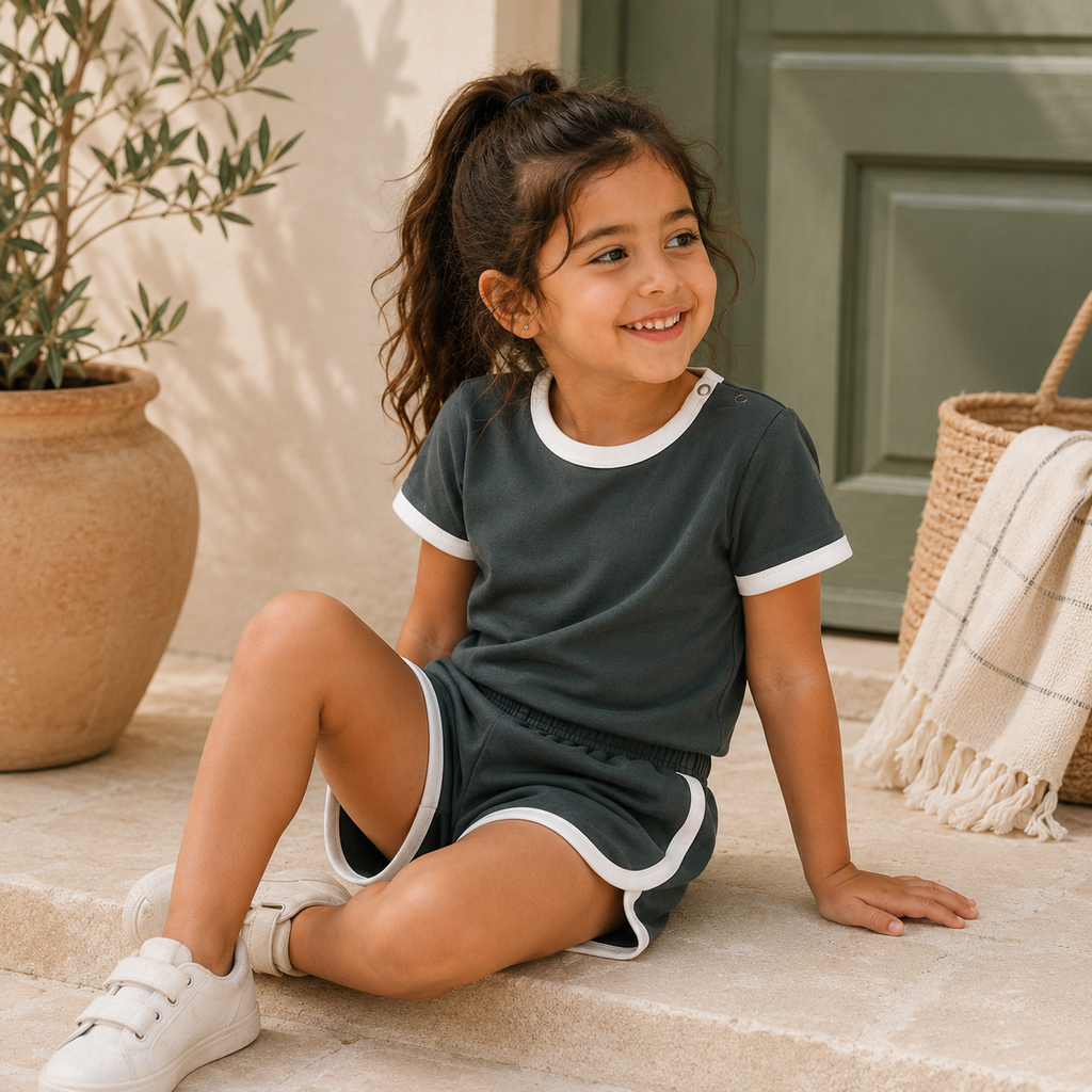 Summer Vibes Grey T-Shirt & Shorts Set