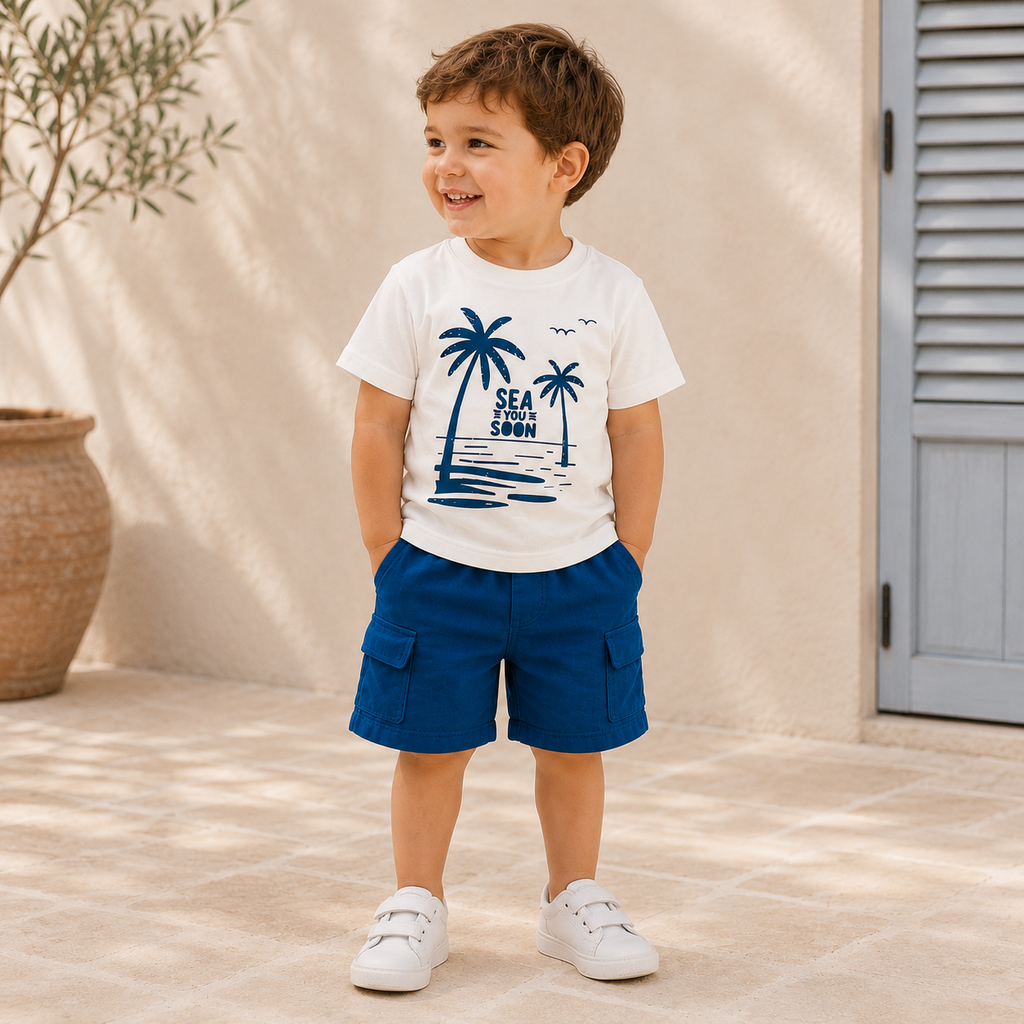 Sea You Soon T-Shirt & Cargo Shorts Set